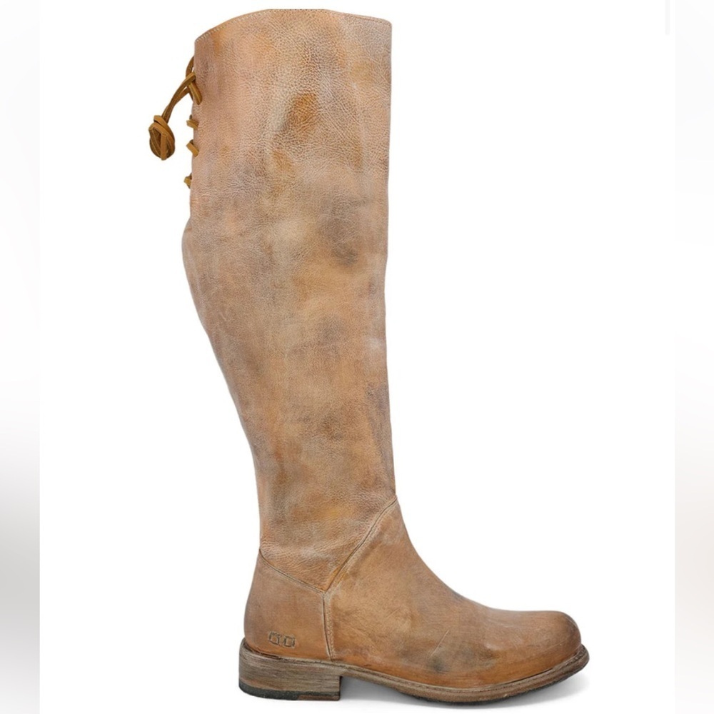 BED|STU Manchester Cobbler Series Tall Distressed LaceUp Wide Calf Boot Size 7.5